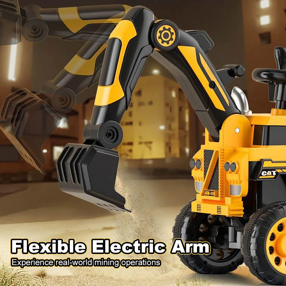 Kids 3-in-1 Electric Ride On Excavator Toy with Digging Arm