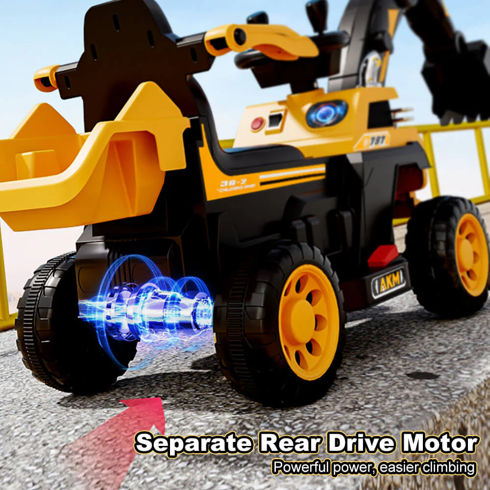 Kids 3-in-1 Electric Ride On Excavator Toy with Digging Arm