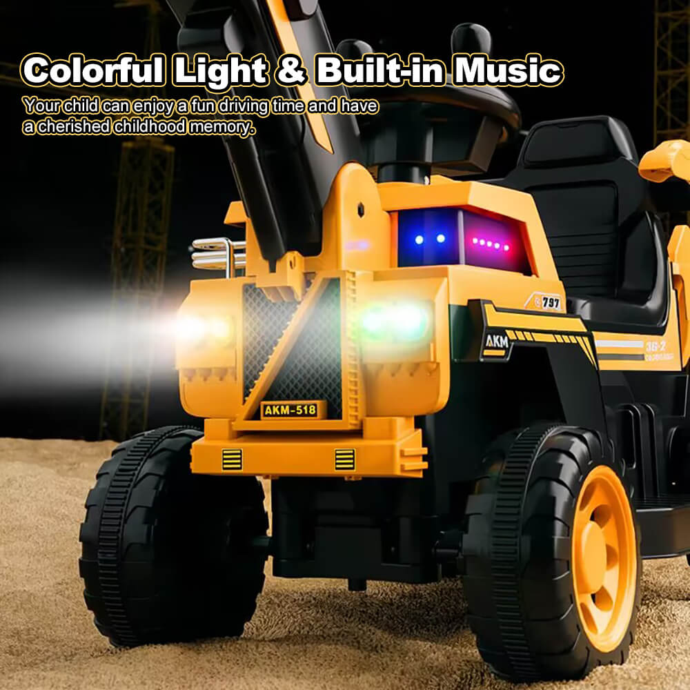 Kids 3-in-1 Electric Ride On Excavator Toy with Digging Arm