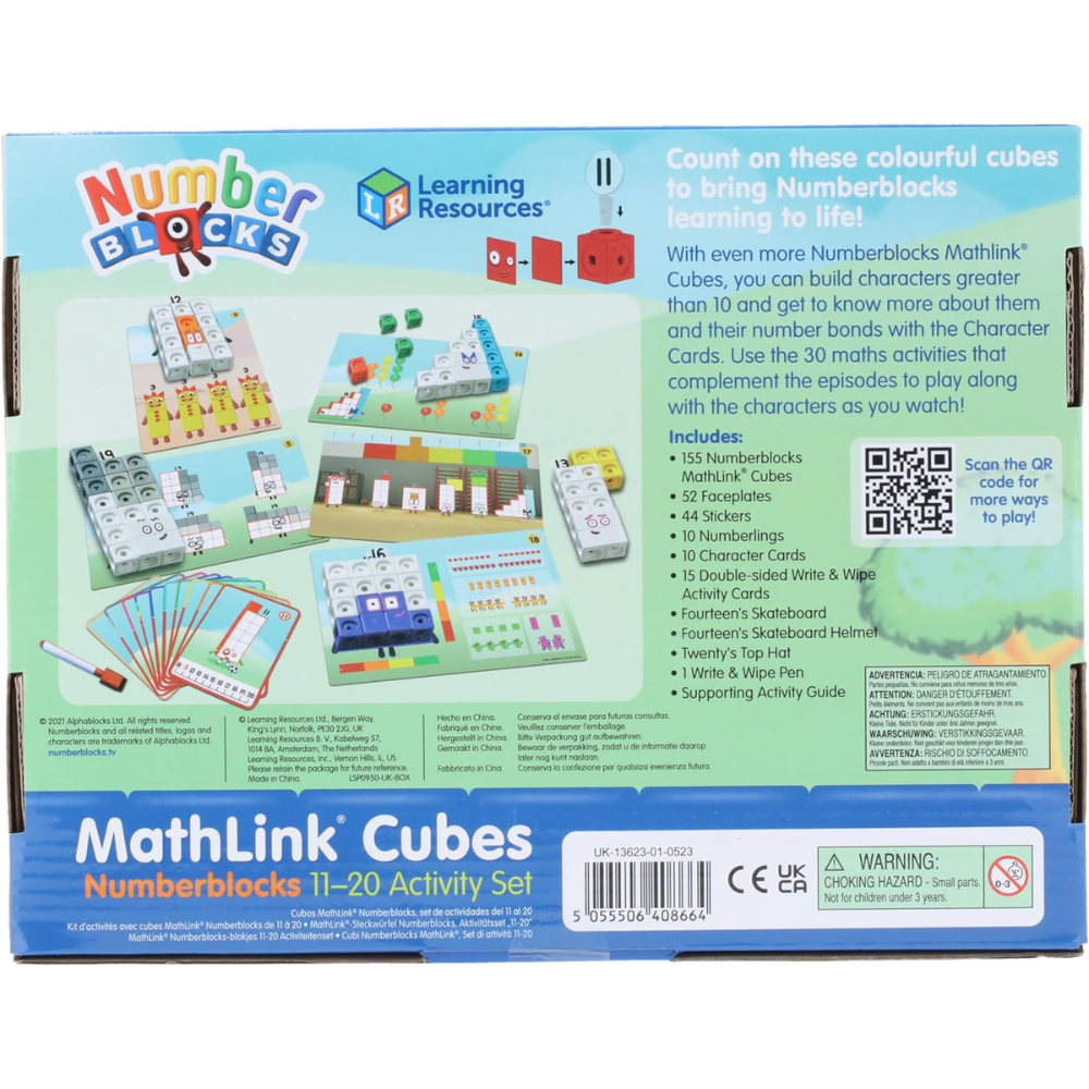 Learning Resources MathLink Cubes Numberblocks 11-20 Activity Set - Interactive Maths Learning Toy