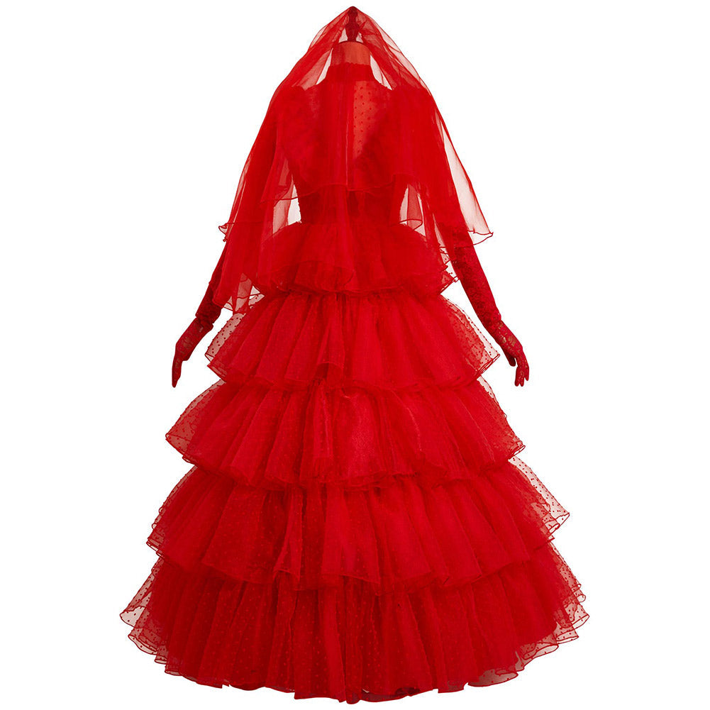 Lydia Beetlejuice Red Wedding Costume – Women’s Halloween Dress