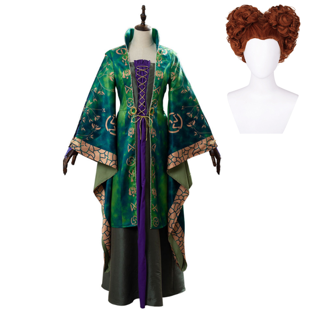 Winifred Sanderson Cosplay Costume Full Set – Hocus Pocus Witch Outfit with Wig | Halloween Costumes
