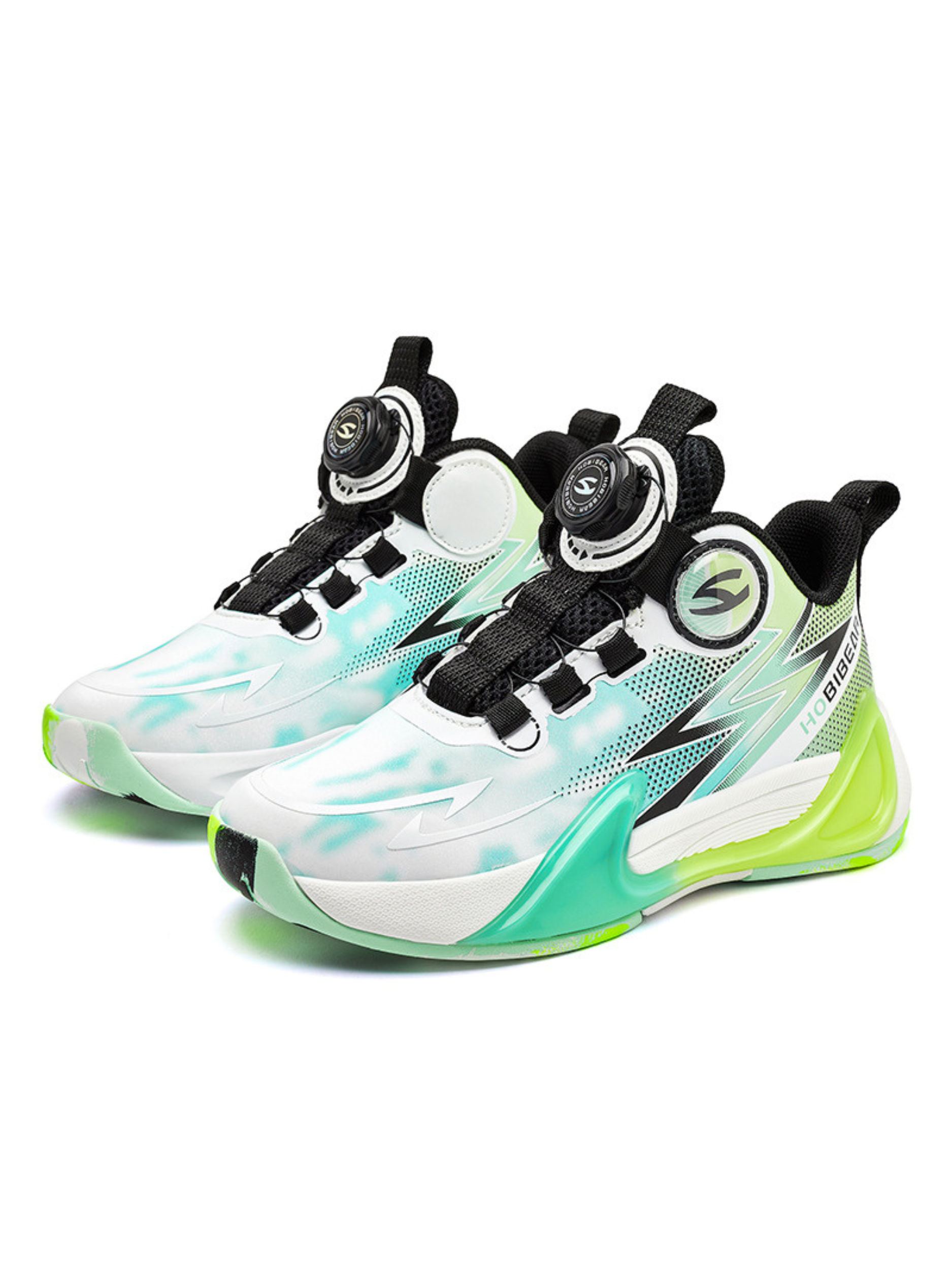 Kids Basketball Shoes with Rotating Button and Rubber Sole