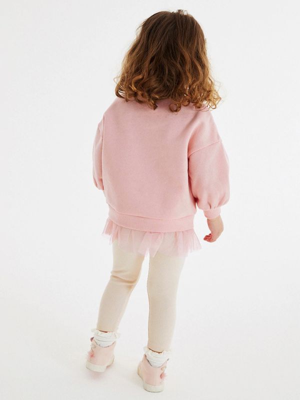 Girls Pink Tutu Sweater & White Leggings Set