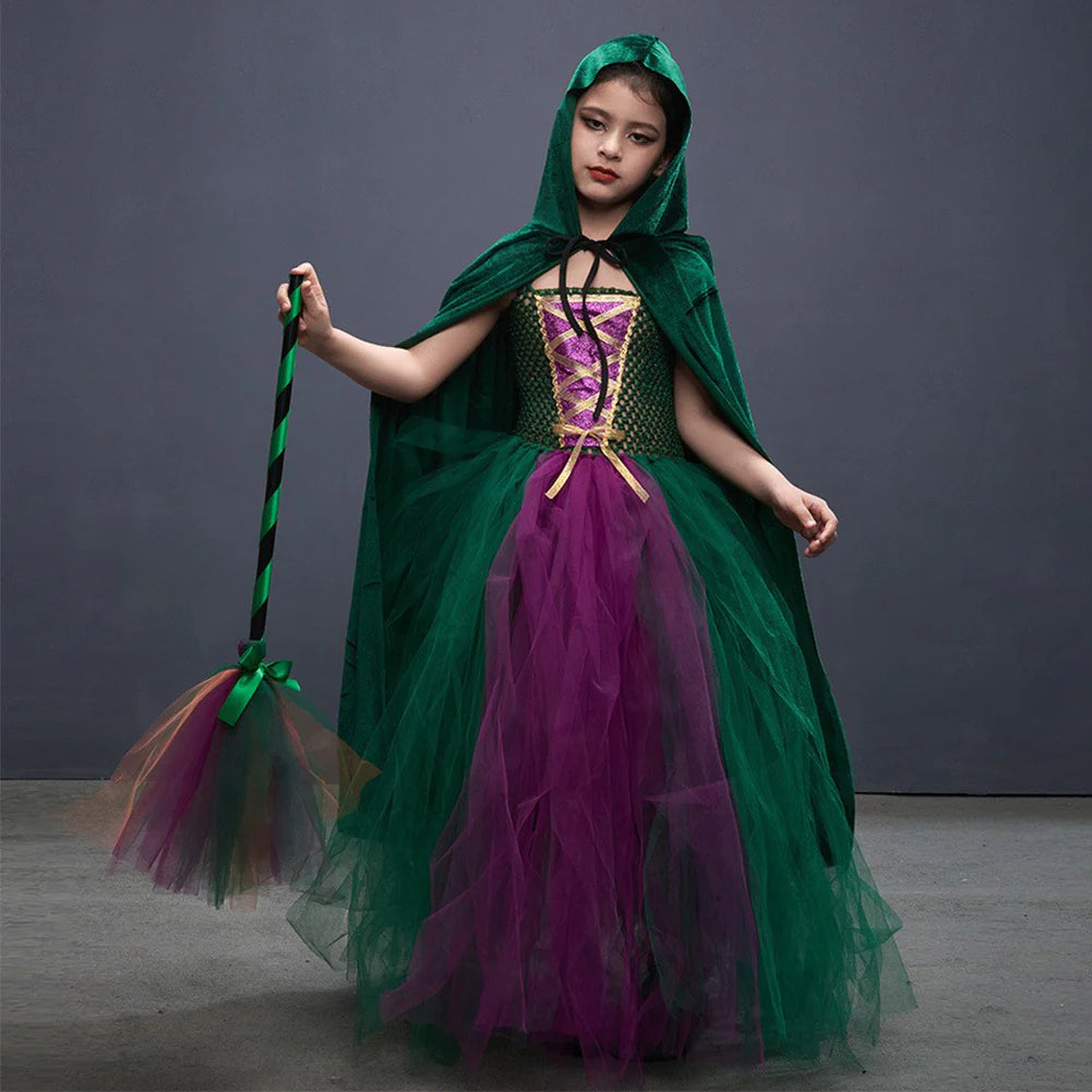 Kids Hocus Pocus Winifred Sanderson Cosplay Mesh Dress