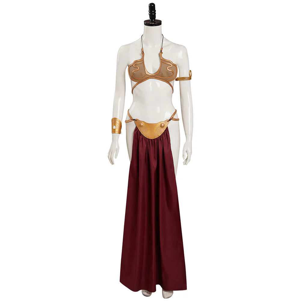 Princess Leia Slave Metal Bikini Cosplay Costume with Wig