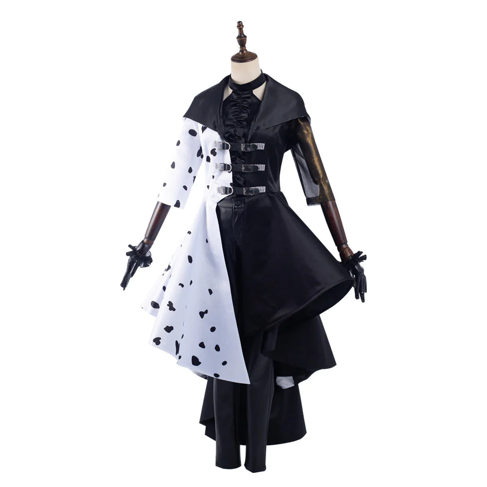 Cruella de Vil 2021 Movie Cosplay Costume Dress – Women’s Halloween Outfit