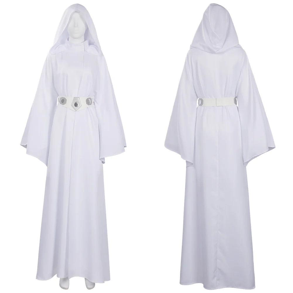 Princess Leia Cosplay Costume Dress with Belt – Women’s Star Wars Halloween Outfit