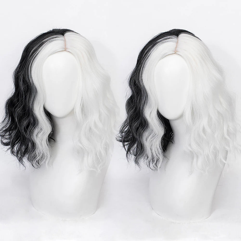 Cruella de Vil Cosplay Wig Heat Resistant Synthetic Hair