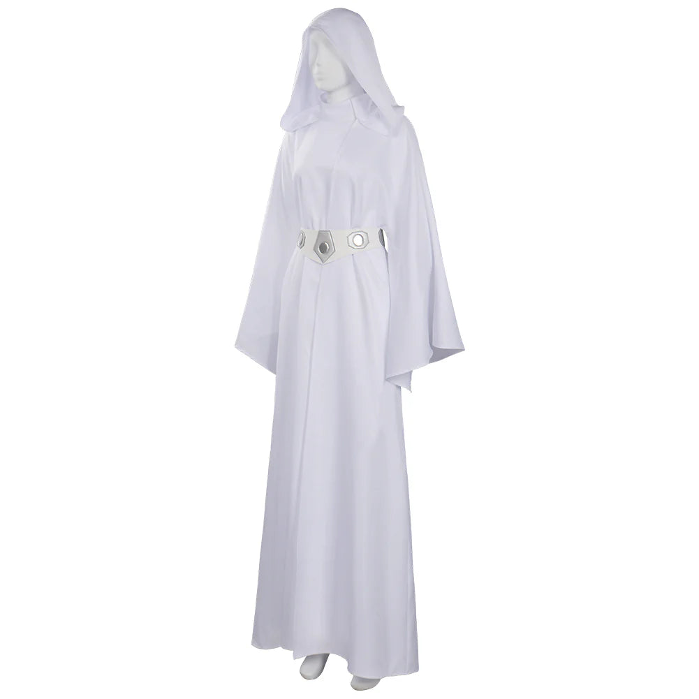 Princess Leia Cosplay Costume Dress with Belt – Women’s Star Wars Halloween Outfit