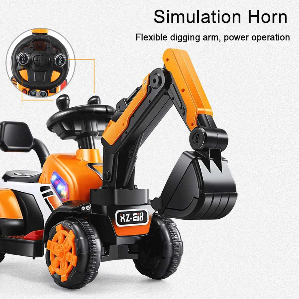 Electric Ride On Excavator Toy | Battery Powered Digger with Lights