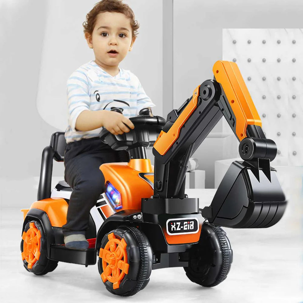 Electric Ride On Excavator Toy | Battery Powered Digger with Lights