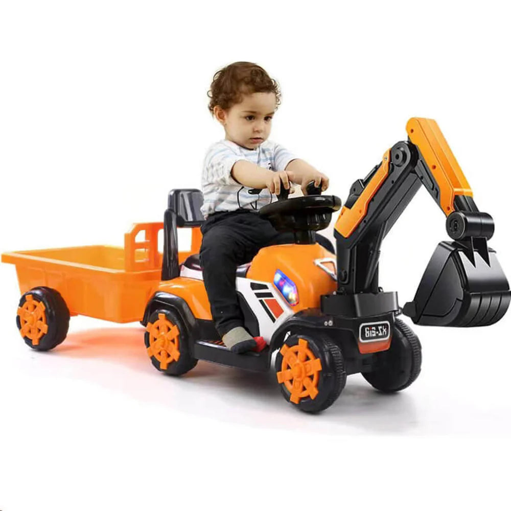 Electric Ride On Excavator Toy | Battery Powered Digger with Lights