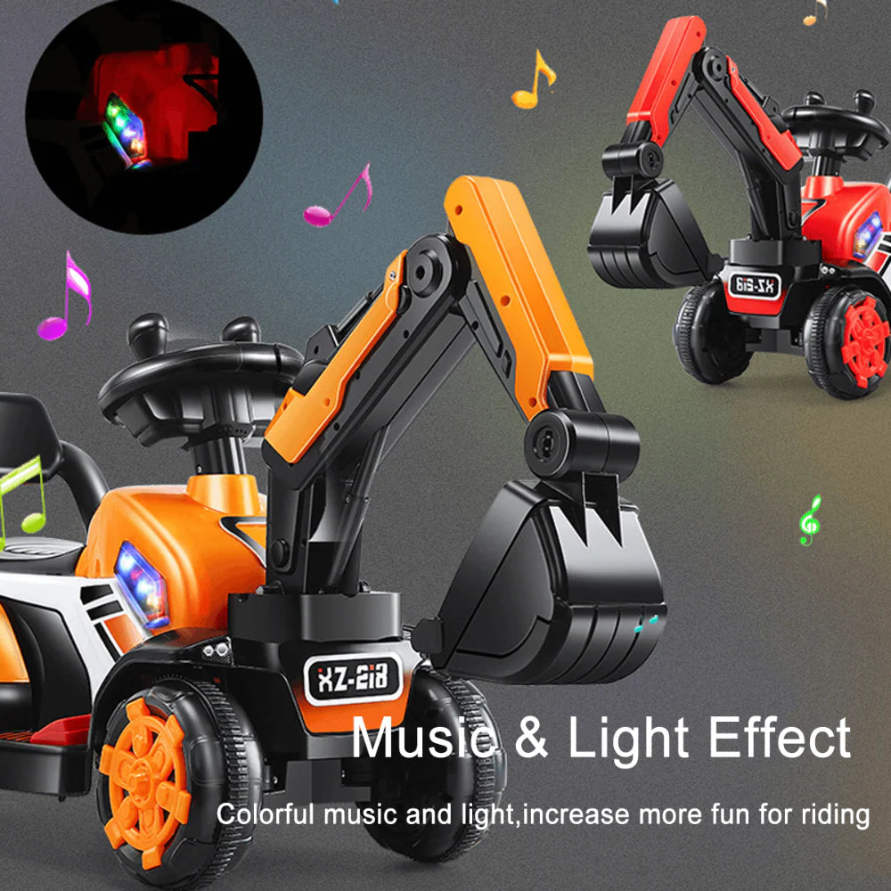 Electric Ride On Excavator Toy | Battery Powered Digger with Lights