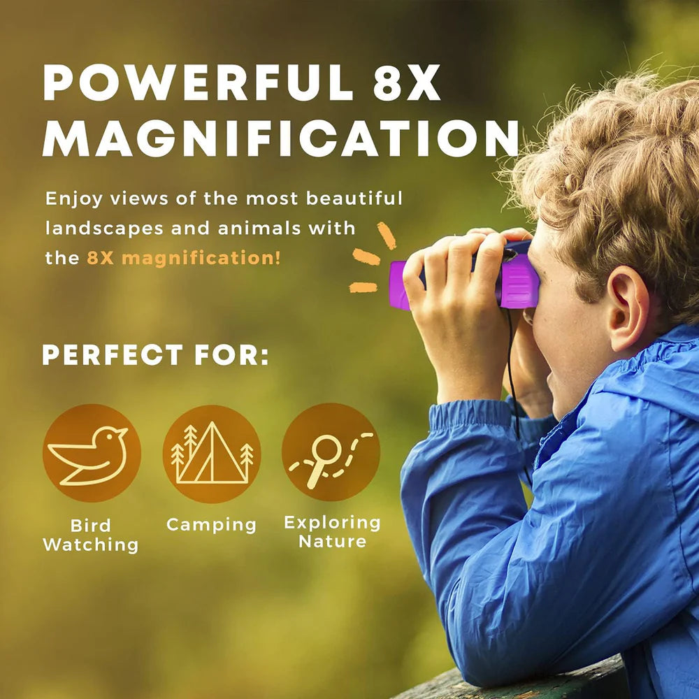 Kids Binoculars for Outdoor Adventures | 8x21 Shockproof Design