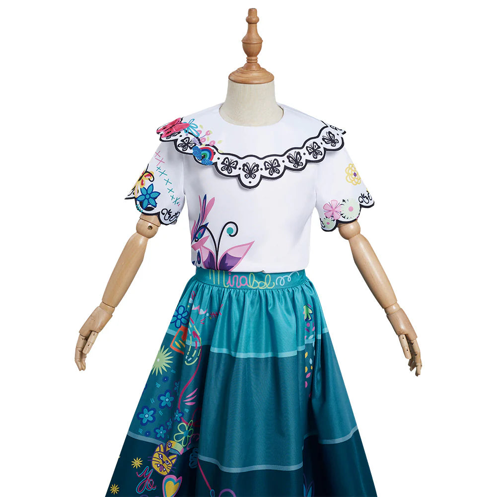 Kids Mirabel Encanto Cosplay Dress Costume Set