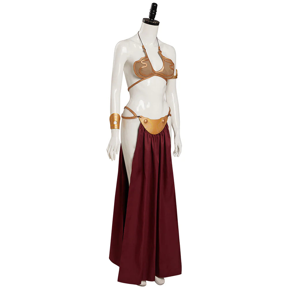 Princess Leia Slave Metal Bikini Cosplay Costume with Wig
