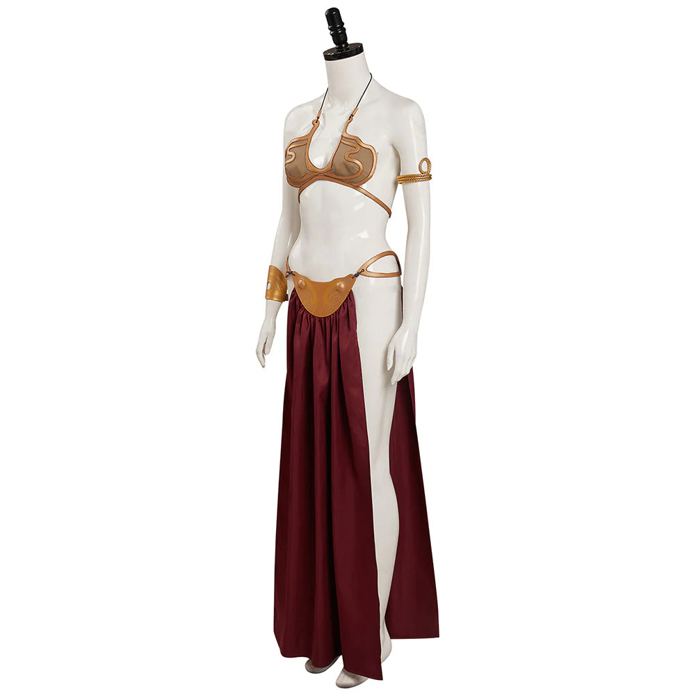 Princess Leia Slave Metal Bikini Cosplay Costume with Wig