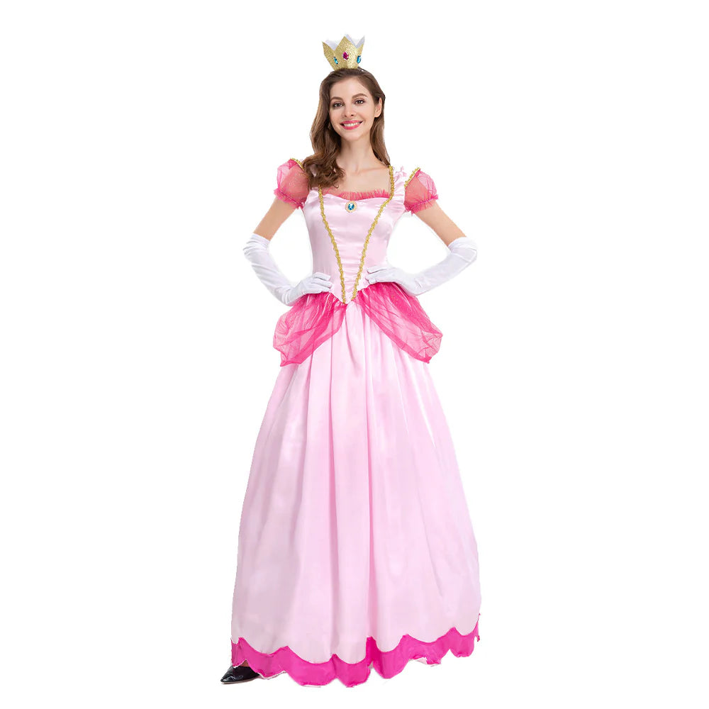 Super Mario Bros. Princess Peach Cosplay Costume Dress – Women’s Halloween Outfit