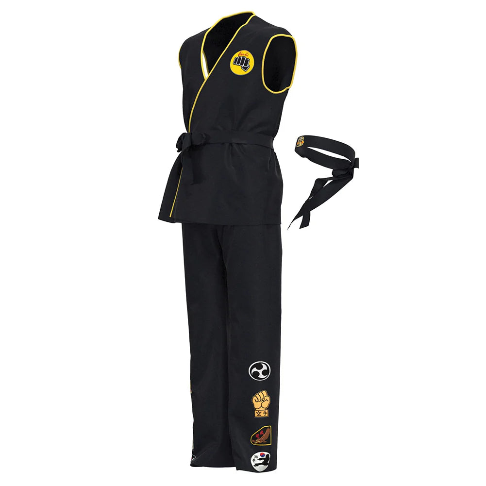 Cobra Kai Cosplay Costume Set with Top, Pants & Headband – Unisex Halloween Outfit