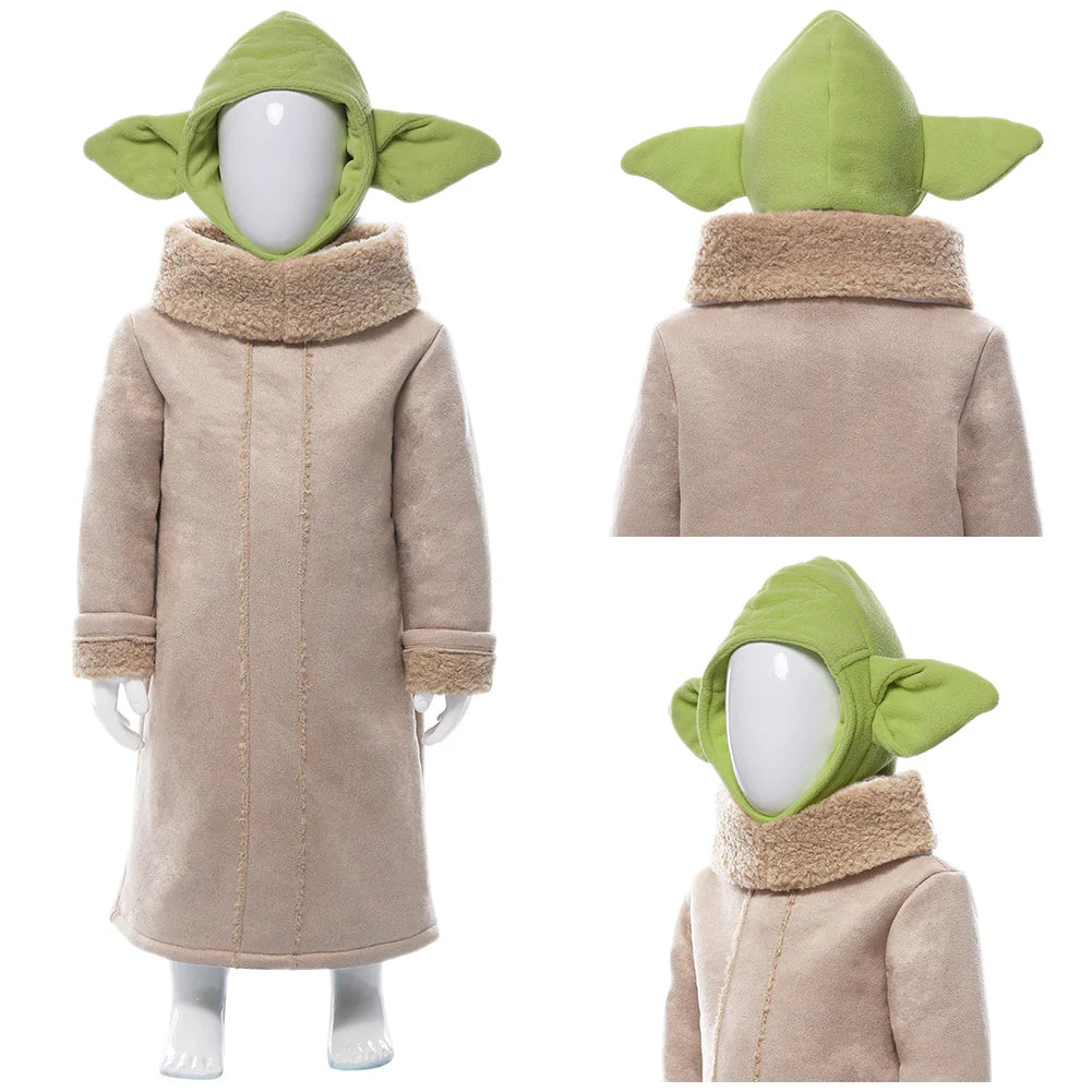 Kids Baby Yoda Cosplay Costume from The Mandalorian – Halloween Outfit with Coat & Hat