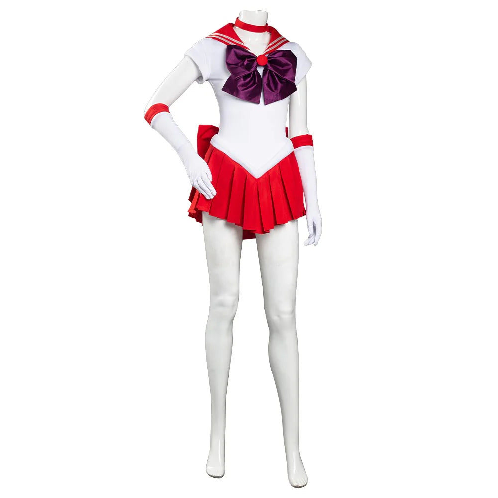 Sailor Moon Hino Rei Cosplay Costume Dress – Women’s Halloween Carnival Outfit