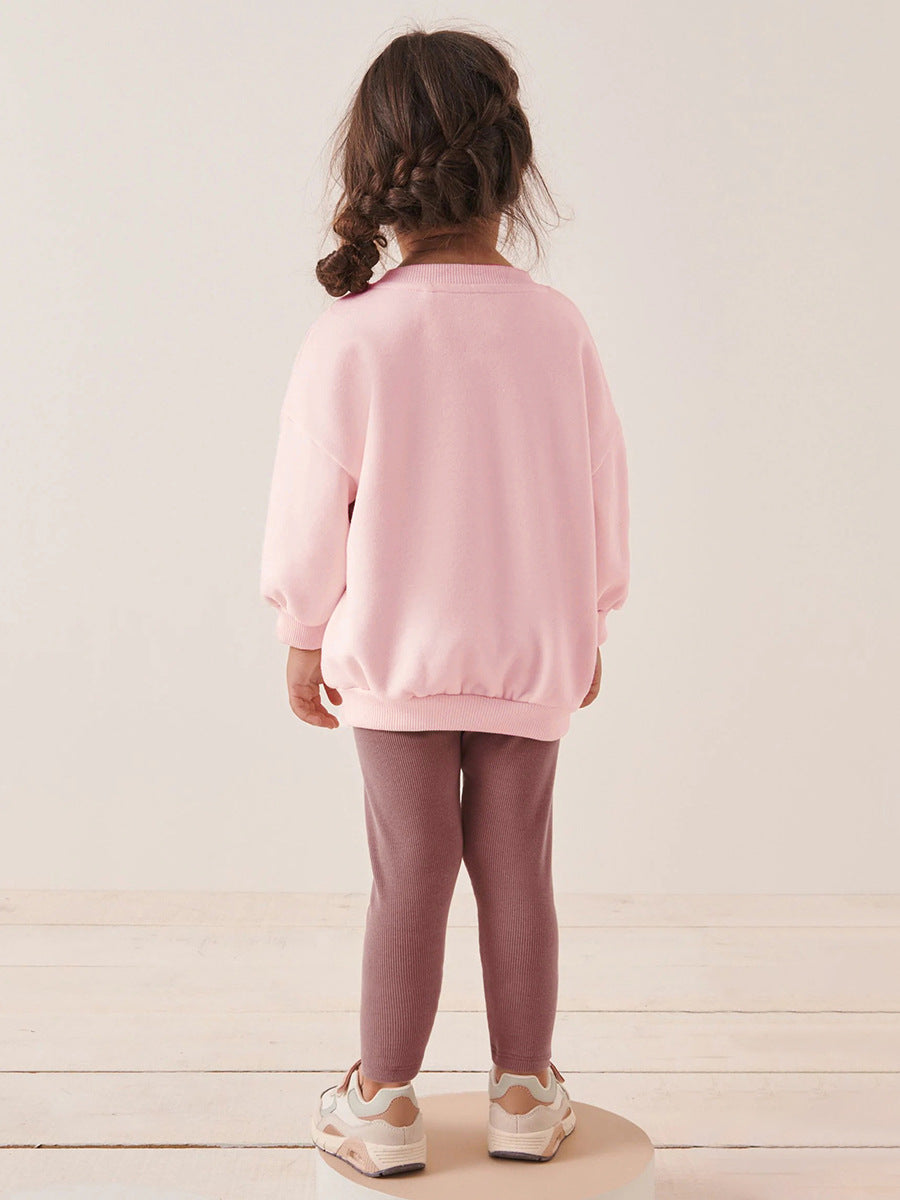 Girls Ballerina Sweatshirt & Ribbed Leggings Outfit Set