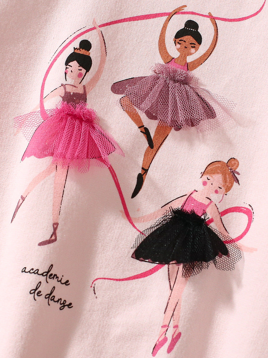 Girls Ballerina Sweatshirt & Ribbed Leggings Outfit Set