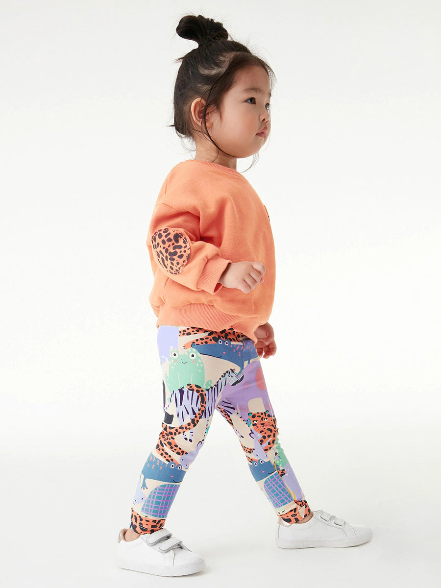 Girls Animal Print Sweatshirt & Leggings Set – Toddler 2-Piece Outfit