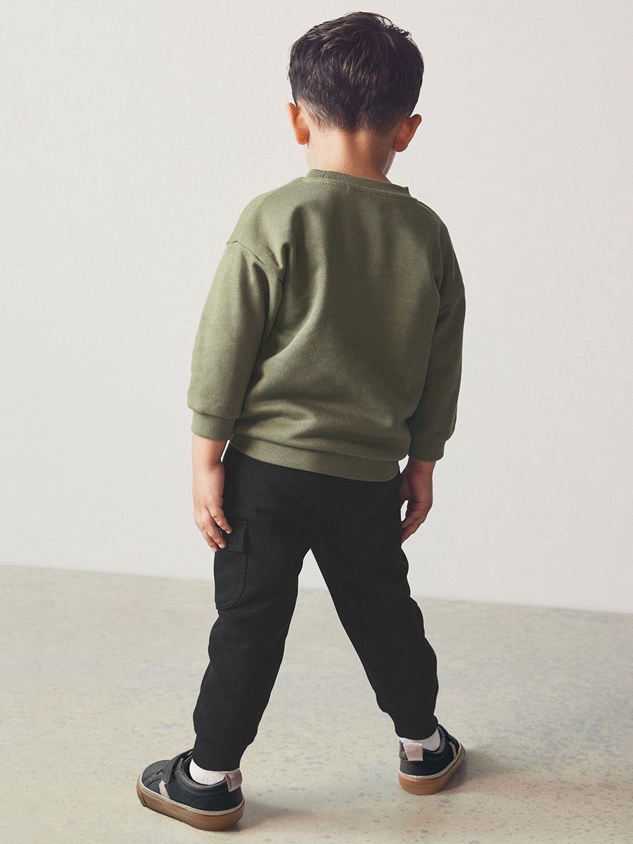 Adventure Monkey Sweatshirt and Black Jogger Pants Set for Kids