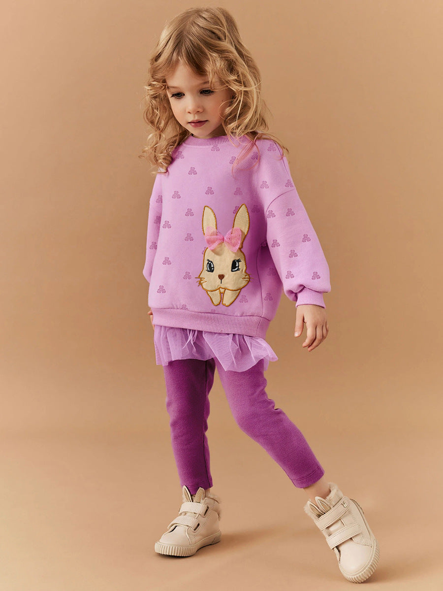 Girls Bunny Sweatshirt & Leggings Set – Toddler 2-Piece Outfit