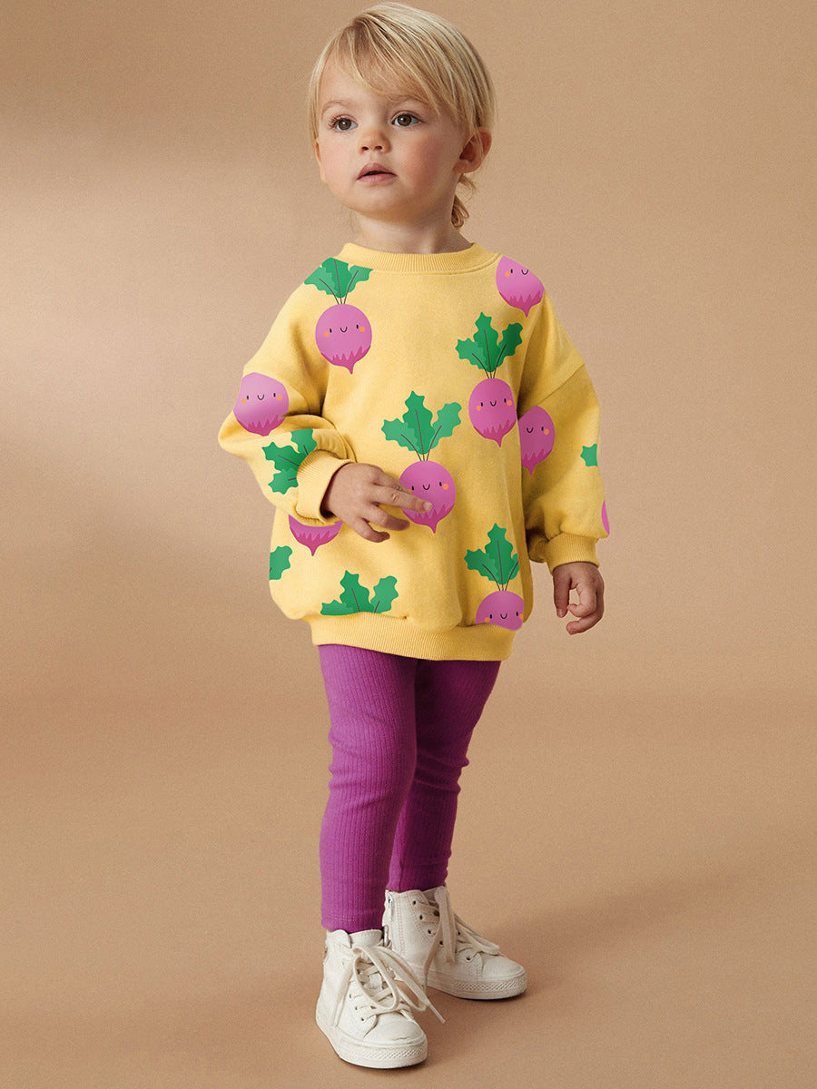 Girls Vegetable Print Sweatshirt & Leggings Set – Toddler 2-Piece Outfit