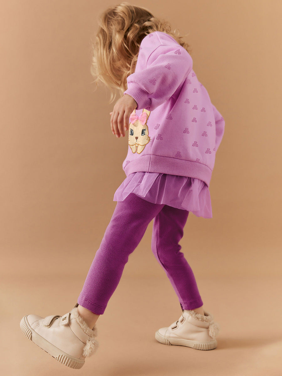 Girls Bunny Sweatshirt & Leggings Set – Toddler 2-Piece Outfit