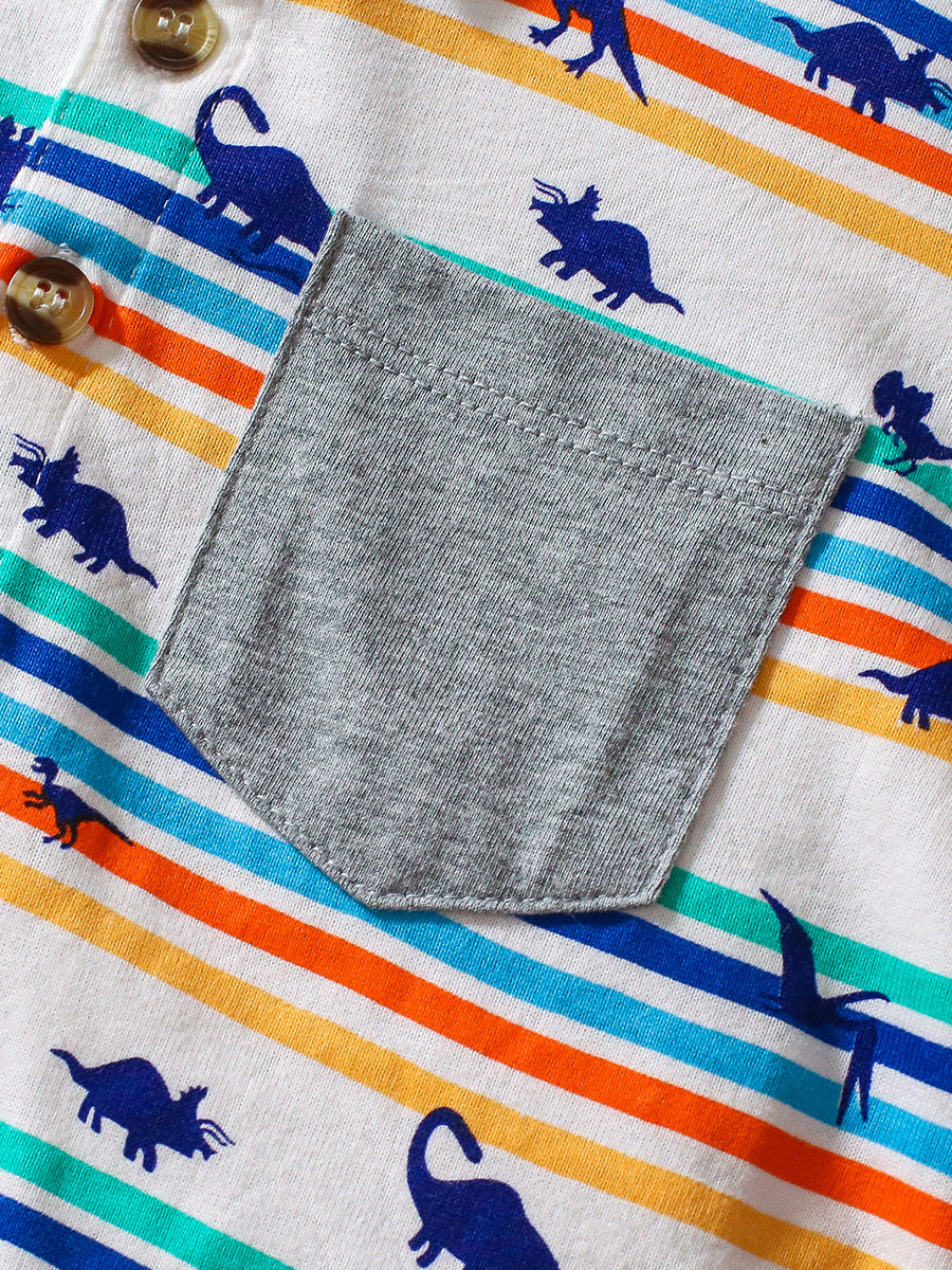 Boys Dinosaur Print Polo Shirt & Jogger Set – Toddler 2-Piece Outfit