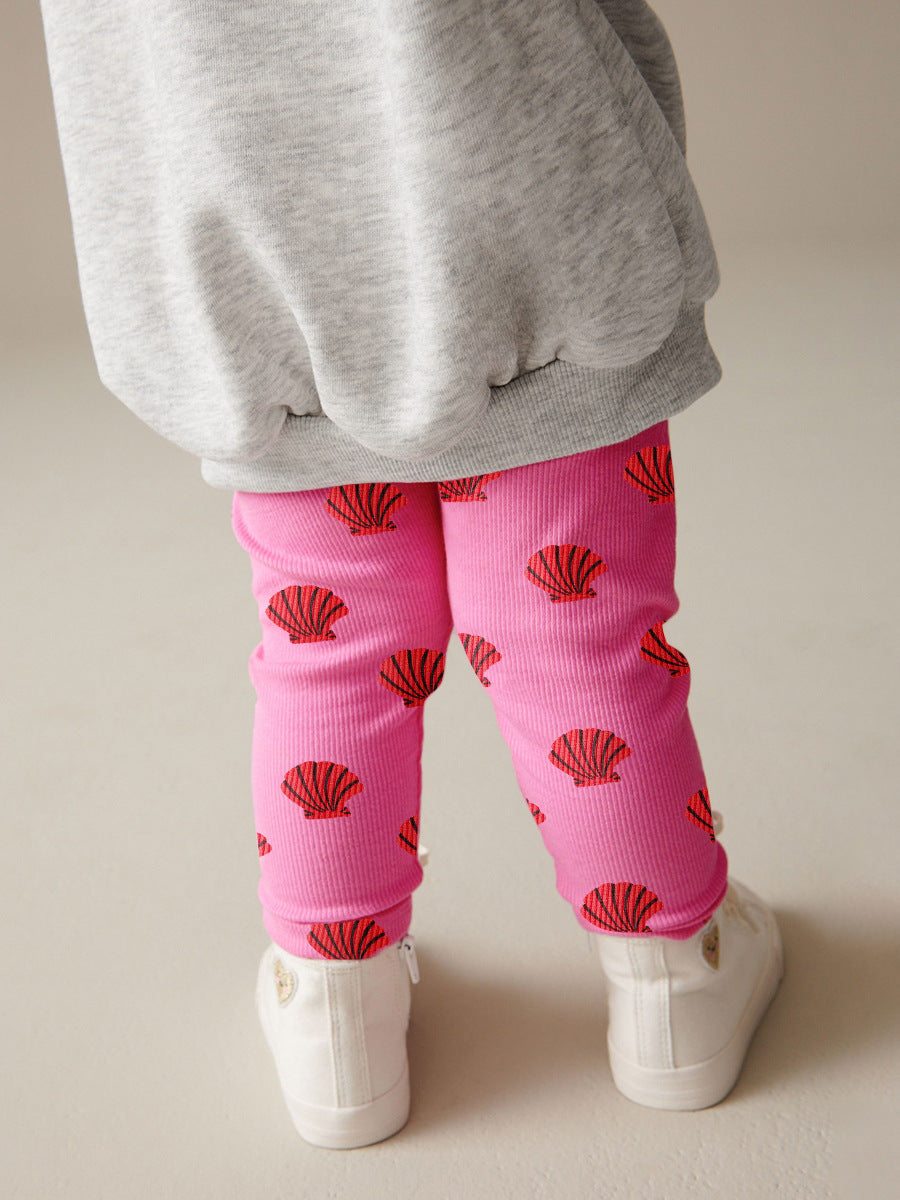 Girls 2-Piece Cotton Outfit – Mermaid Print Sweatshirt & Leggings