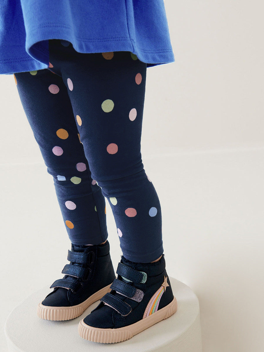 Rainbow Peplum Top and Polka Dot Leggings Set for Girls