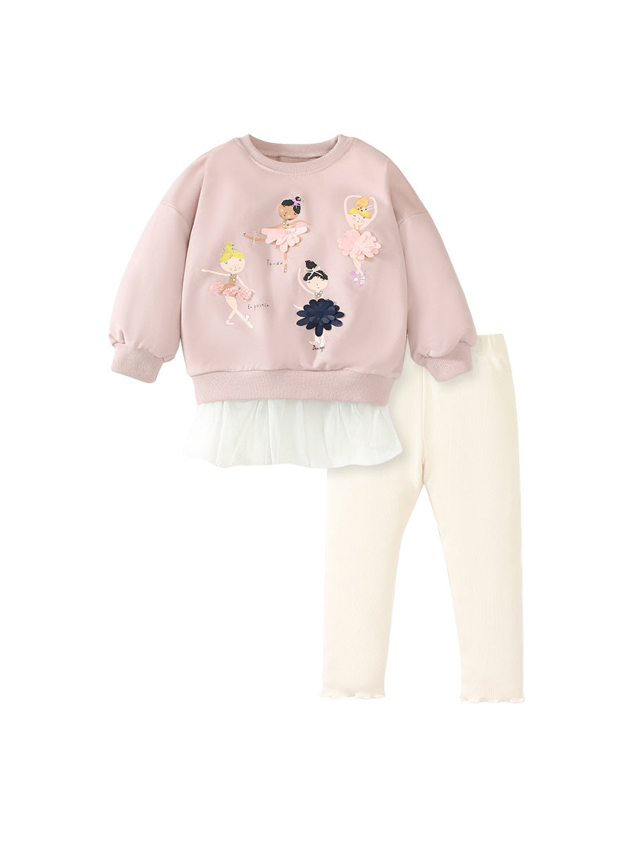 Girls Ballerina Sweatshirt & Leggings Set – Toddler 2-Piece Outfit