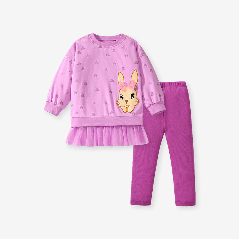 Girls Bunny Sweatshirt & Leggings Set – Toddler 2-Piece Outfit