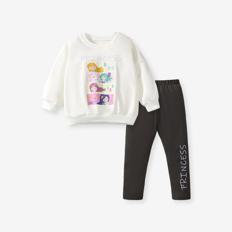 Princess-Themed Toddler Girls Clothing Set – Sweatshirt and Pants