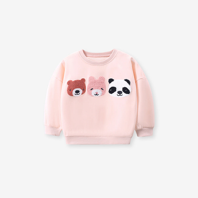 Girls Animal Face Sweatshirt & Polka Dot Leggings Set