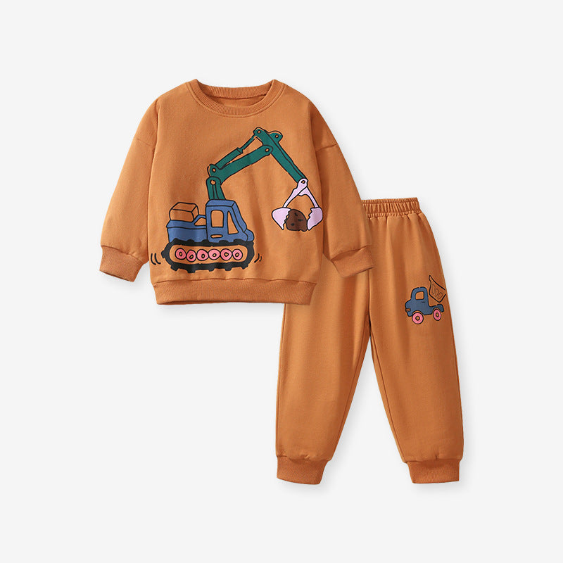 Boys Excavator Sweatshirt & Jogger Pants Set – Toddler 2-Piece Outfit