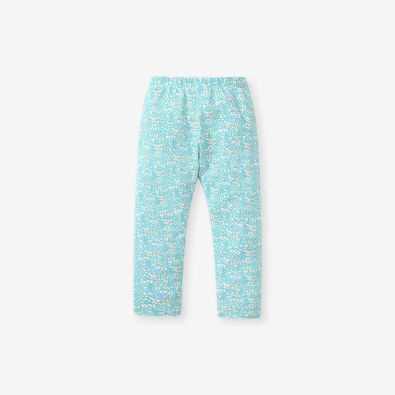 Striped Squirrel Print Top and Floral Leggings Set for Girls