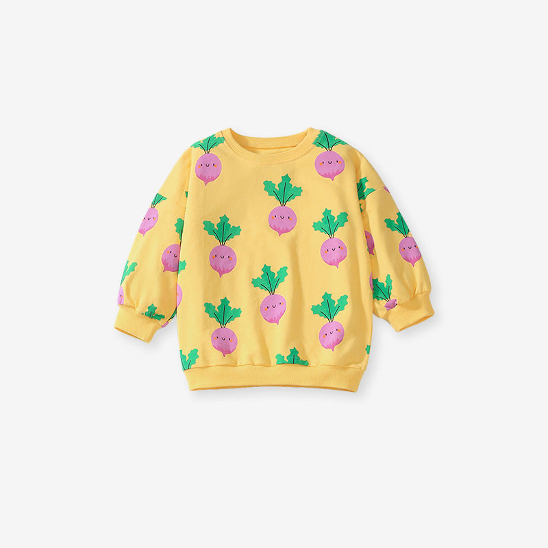 Girls Vegetable Print Sweatshirt & Leggings Set – Toddler 2-Piece Outfit