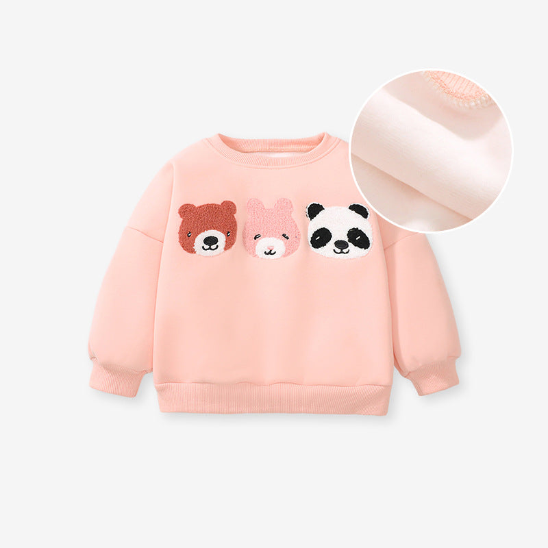 Girls Animal Face Sweatshirt & Polka Dot Leggings Set