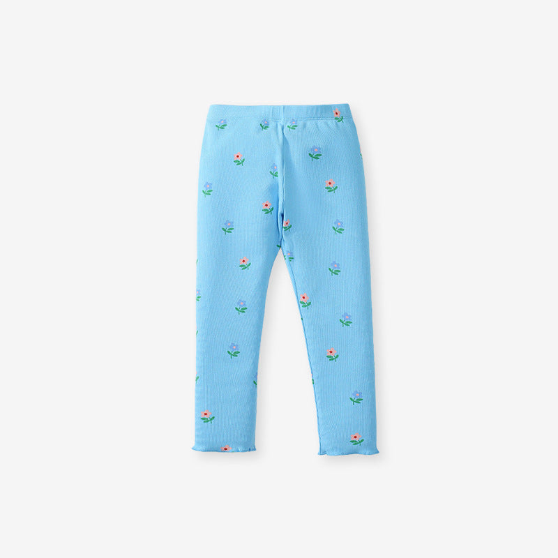 Pedal Power Blue Sweatshirt and Floral Pants Set for Girls