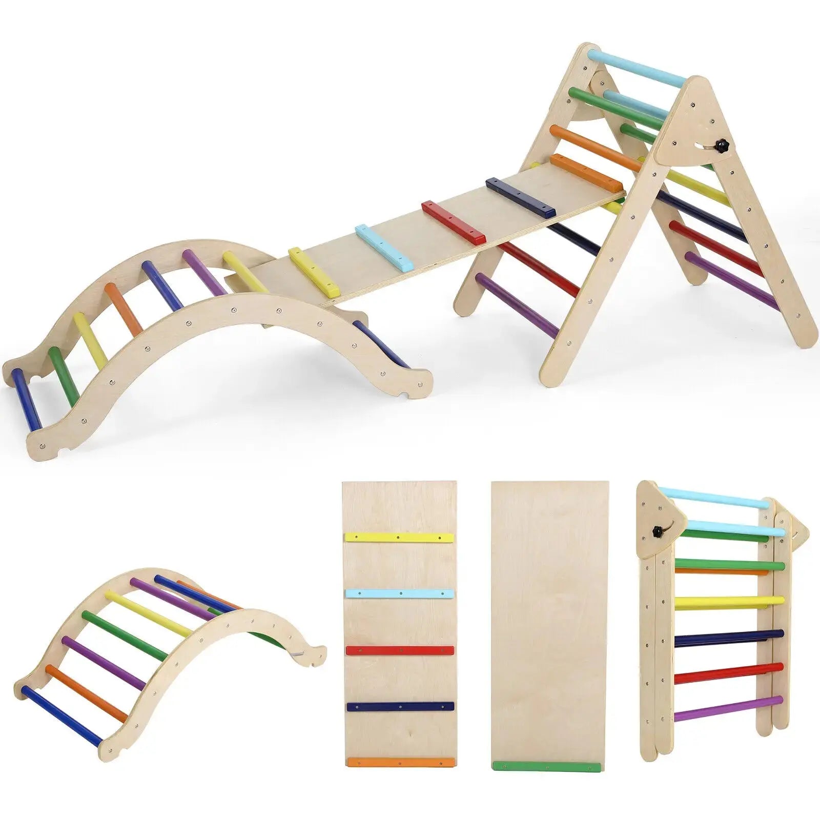 3-in-1 Wooden Foldable Climbing Set