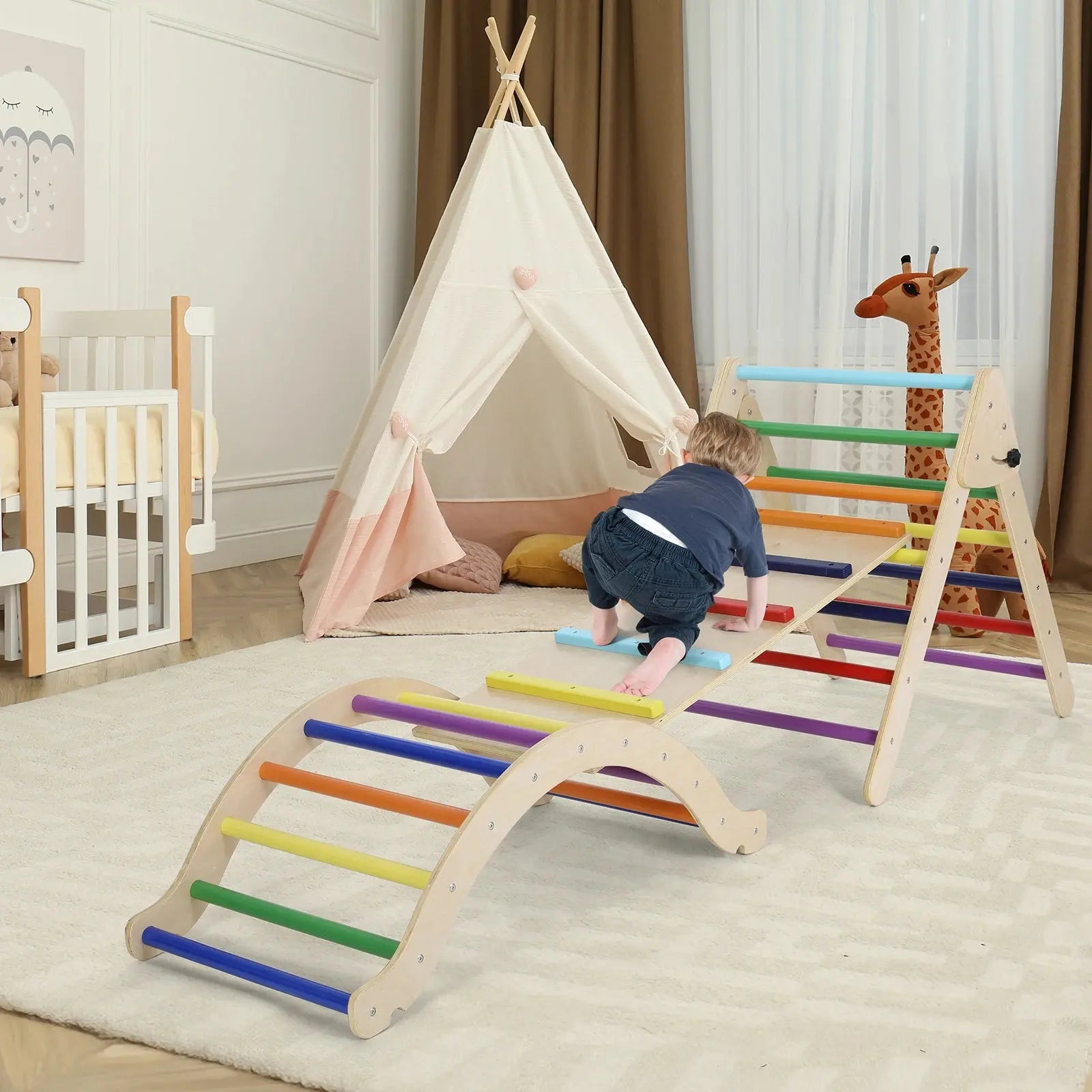 3-in-1 Wooden Foldable Climbing Set