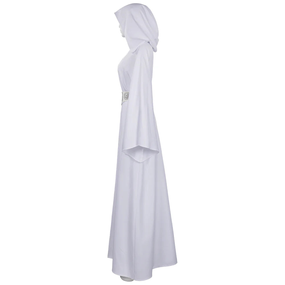 Princess Leia Cosplay Costume Dress with Belt – Women’s Star Wars Halloween Outfit