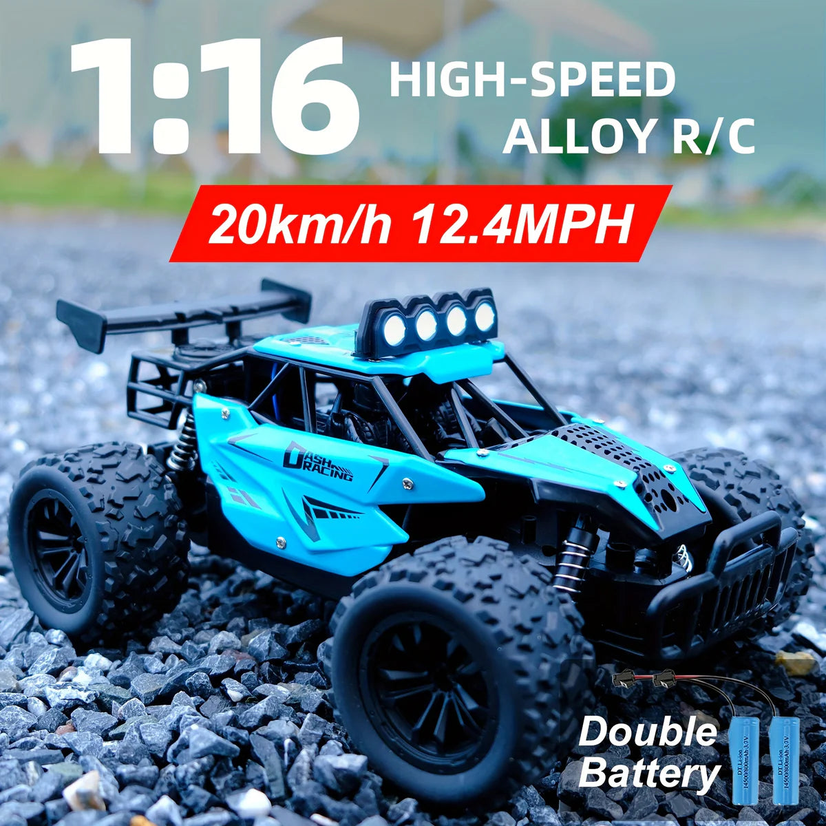 High-Speed Remote Control Car with Alloy Body and LED Lights
