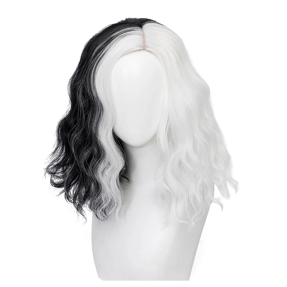 Cruella de Vil Cosplay Wig Heat Resistant Synthetic Hair